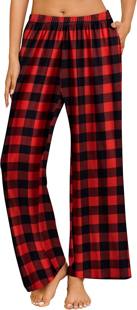 Ekouaer Pajama Pants for Women Soft Comfy Pajama Bottoms Casual Stretch Wide Leg Pants with Pocke... | Amazon (US)