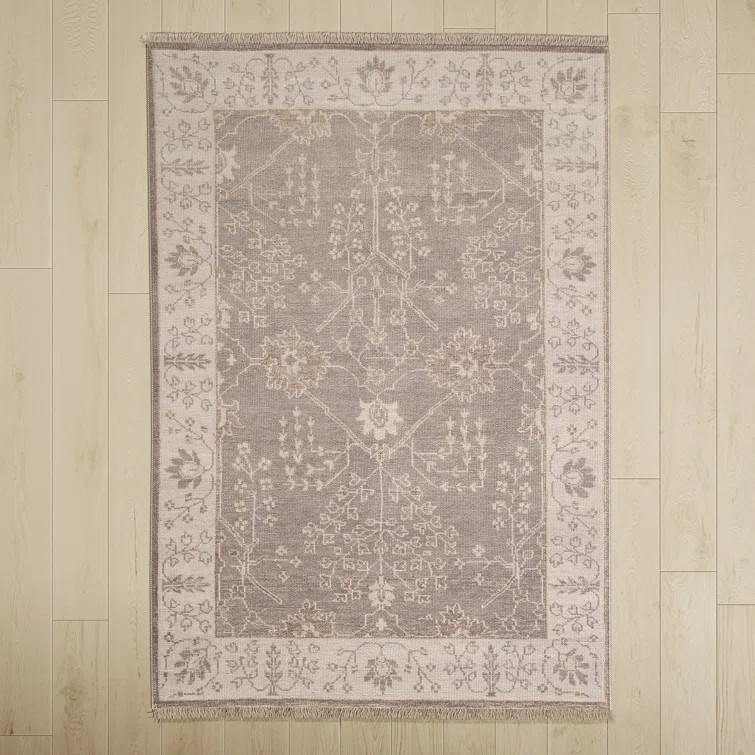 Mcconville Oriental Hand-Knotted Wool Gray Area Rug | Wayfair Professional