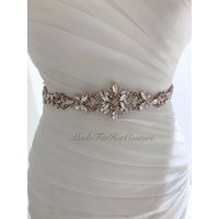Rose Gold Rhinestone Wedding Belt Bridal Dress Sash With Pearls | Etsy (US)