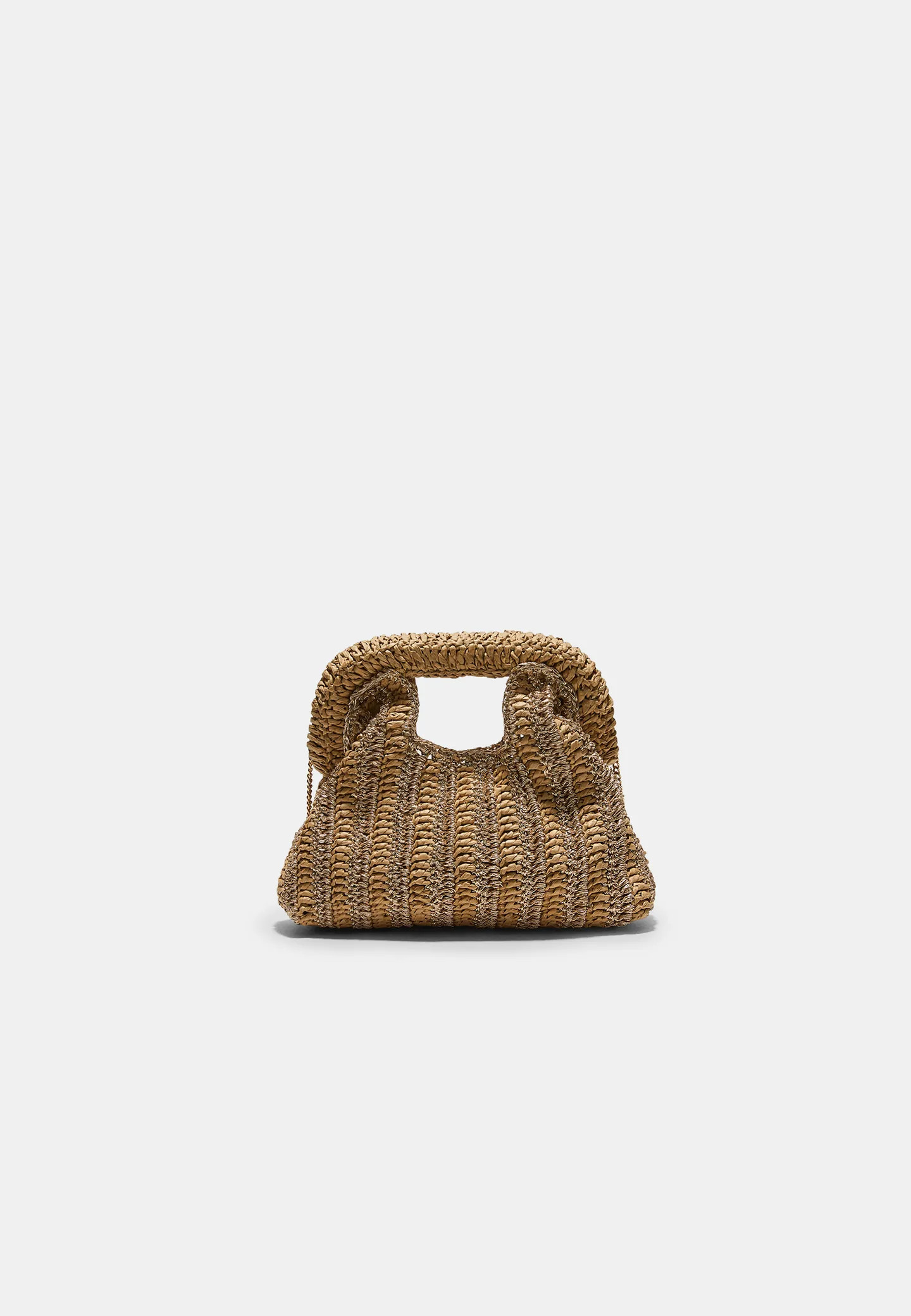 Metallic raffia bucket bag - Women's Mini | Stradivarius United Kingdom | Stradivarius (UK)