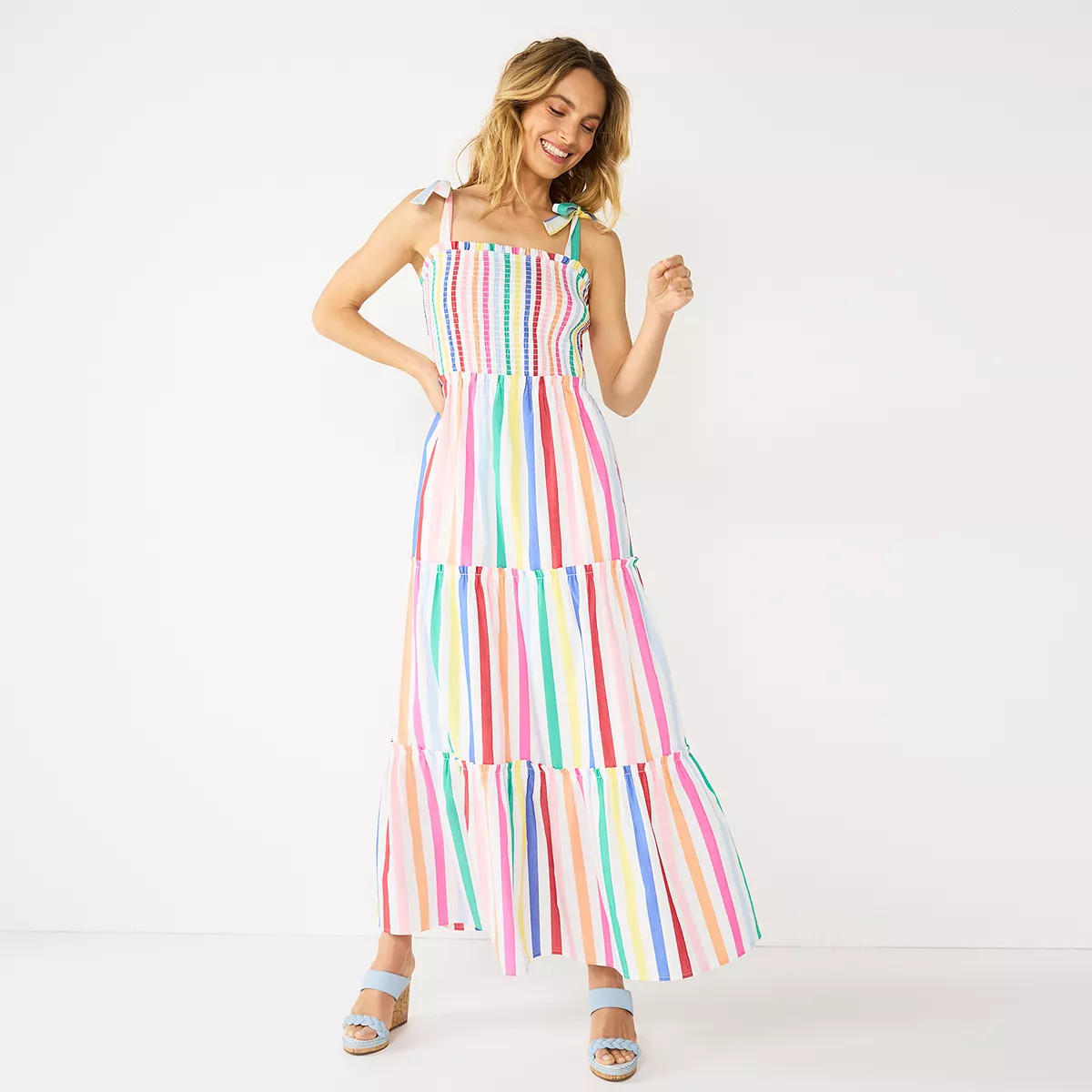 Women's DRAPER JAMES RSVP™ Tiered Maxi Dress with Bow Straps | Kohl's