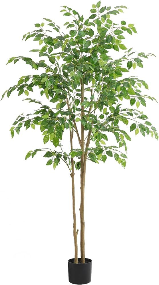 Nafresh Tall Ficus Tree Artificial，5ft(60in) Faux Ficus Tree with Realistic Smooth and Shiny Le... | Amazon (US)
