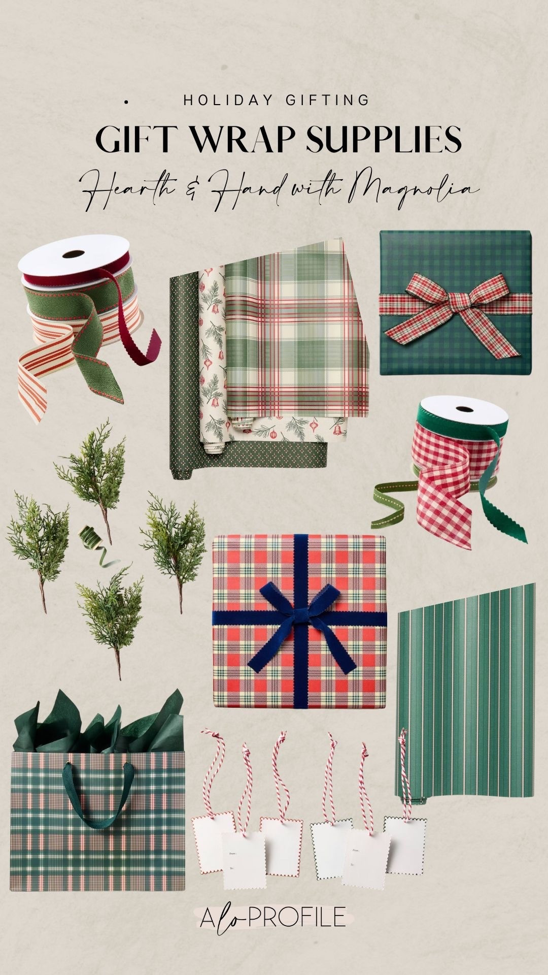 Holiday Gift Wrap Essentials via Hearth & Hand with Magnolia // Holiday gifts, holiday gifting, gift wrap, Christmas gift wrap, wrapping paper, Christmas wrapping paper, holiday gift wrap, holiday gifting supplies, holiday ribbons, holiday gift bags