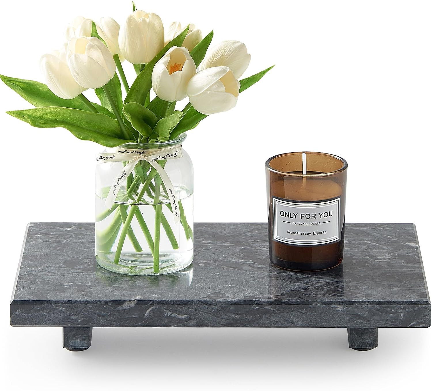 Marble Stone Tray Pedestal Stand, Vanity Soap Riser, Bathroom Kitchen Decor | Amazon (US)