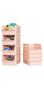 Amazon.com: Skywin Plastic Stackable Storage Bins for Pantry - Stackable Bins For Organizing Food... | Amazon (US)
