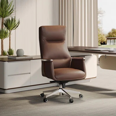 Executive 2-piece Office Suite: 63" Dual-motor Electric Standing Desk With Wireless Charging & Storage + Leather High-back Chair | Wayfair North America
