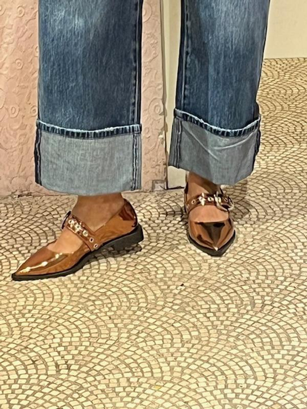 Maeve Pointed-Toe Moto Mary Jane Flats | Anthropologie (US)