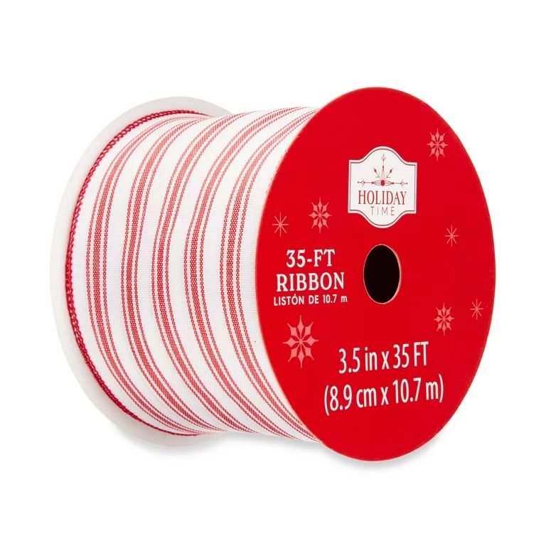 Red & White Plaid Christmas Ribbon, 3.5" x 35', by Holiday Time | Walmart (US)