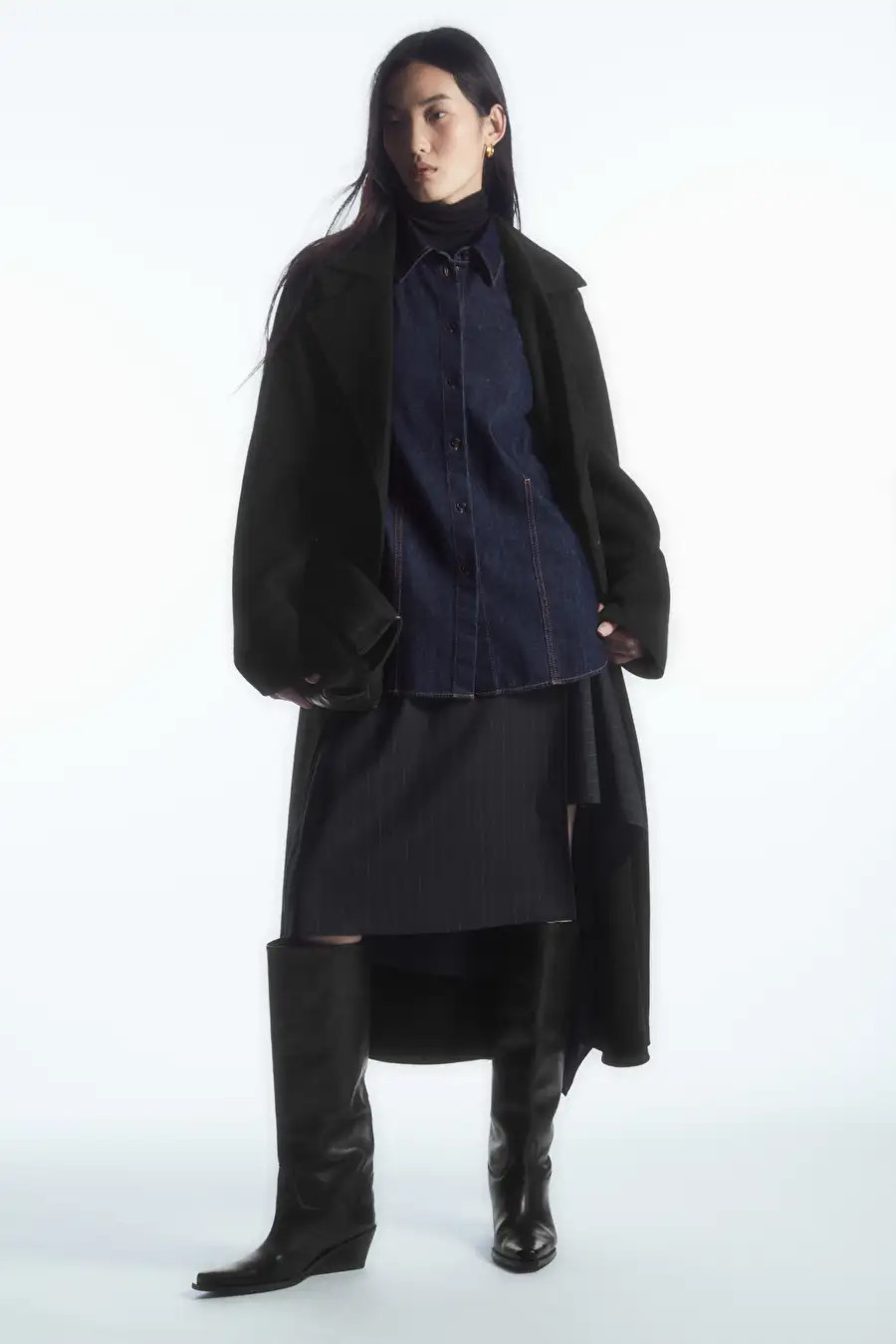 MANTEAU CEINTURÉ LAINE DOUBLE-FACE - NOIR - Coats and Jackets - COS | COS (EU)