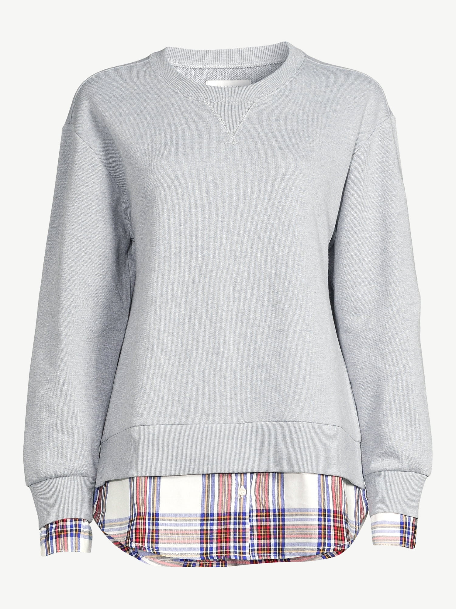 Free Assembly Women's Crewneck Sweatshirt Mixy Top with Long Sleeves - Walmart.com | Walmart (US)