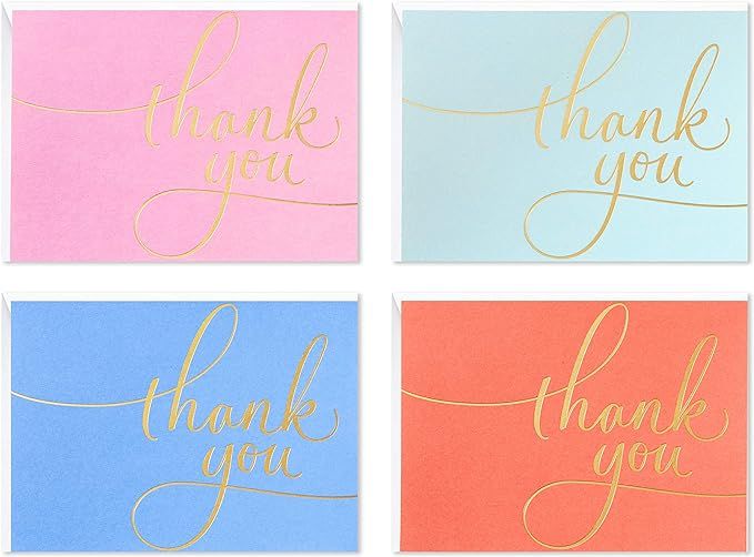 Hallmark Thank You Cards Assortment, Gold Foil Script (40 Thank You Notes with Envelopes for Wedd... | Amazon (US)