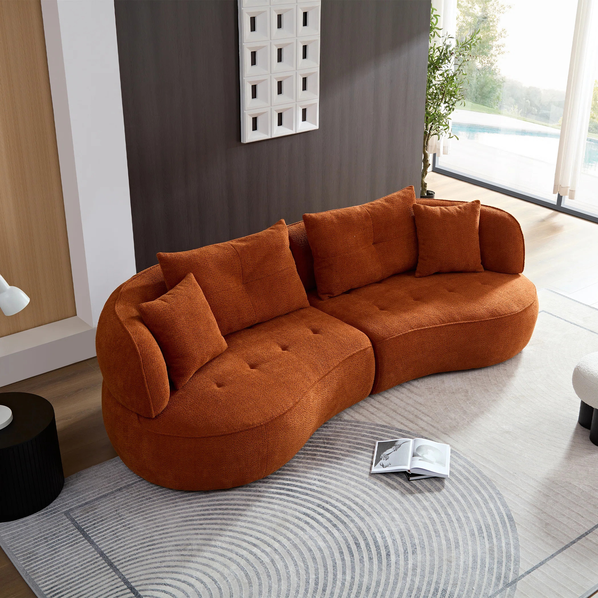 Orange Modular Sofa With Durable Fabric, Solid Wood Frame, High Density Sponge, Comfortable For 4... | Wayfair North America