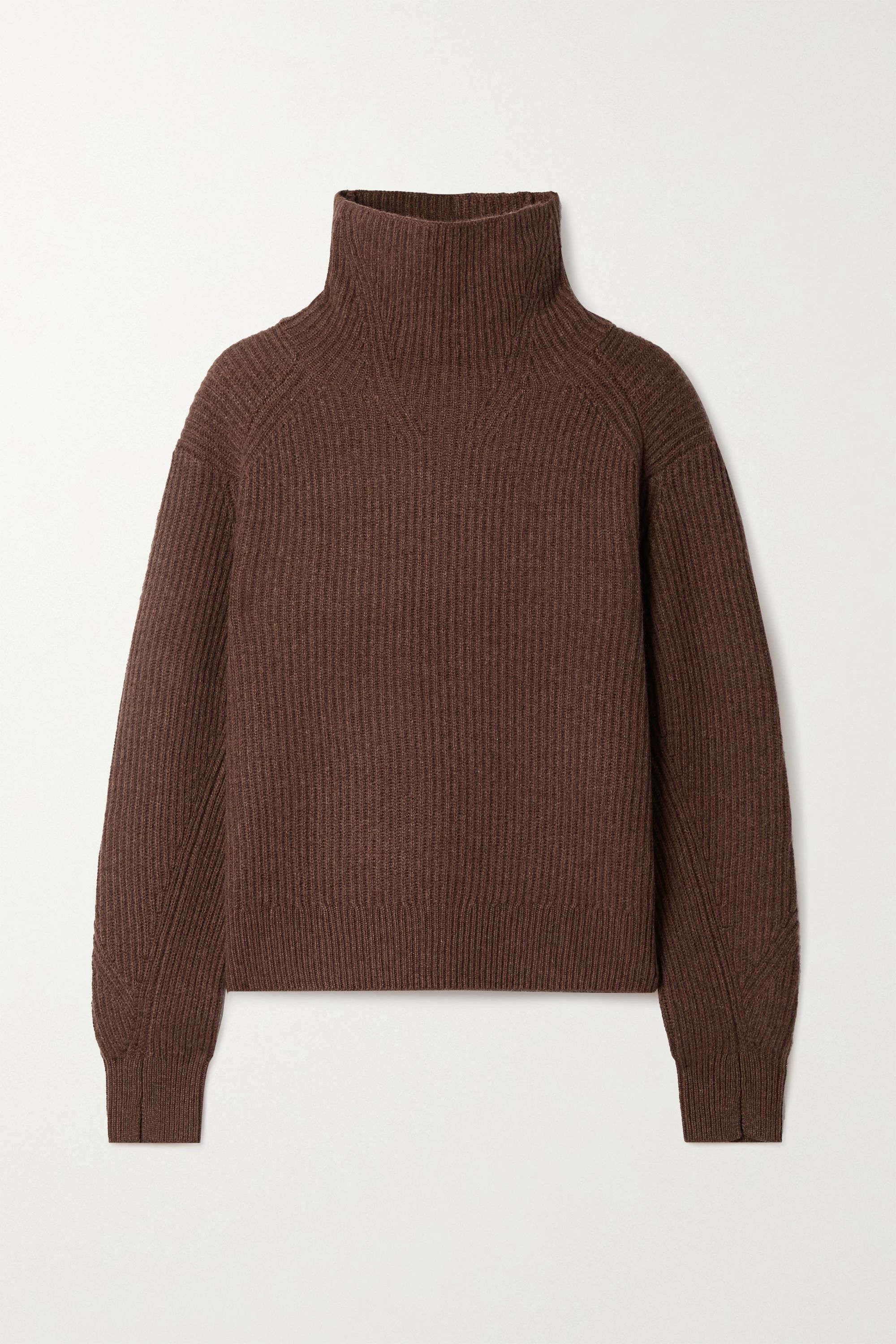 Chocolate Pierce ribbed cashmere turtleneck sweater | rag & bone | NET-A-PORTER | NET-A-PORTER (US)