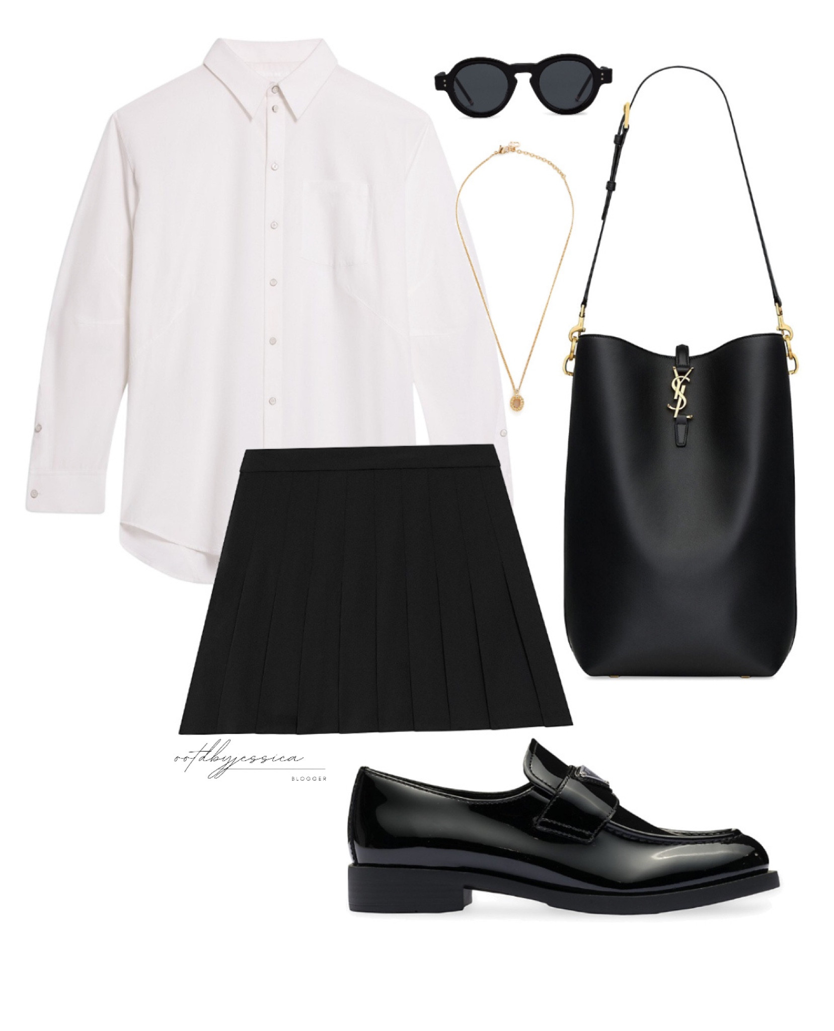 preppy chic vibes - styled by me 🤍

all high end/designer pieces 

shirt: helmut lang
skirt: theory 
bag: saint laurent 
shoe: prada 
necklace: dior
sunnies: thom browne 

shop full outfit here 

#LTKluxury #LTKbag #LTKstyletip