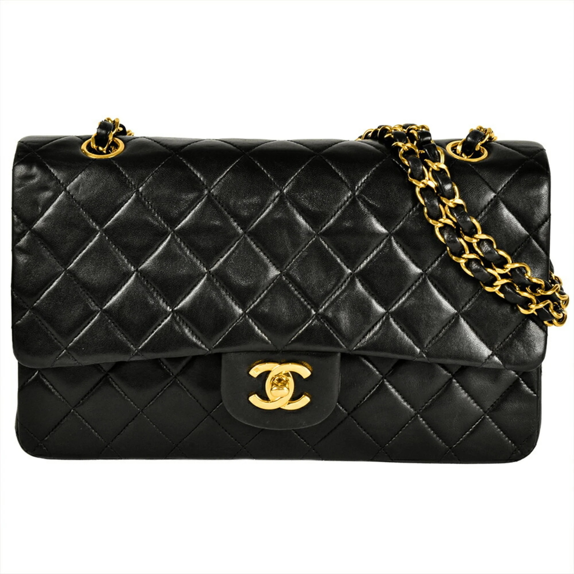 Pre-Owned CHANEL Matelasse 25 Shoulder Bag Lambskin A01112 Black 7-digit 3rd series... (Good) | Walmart (US)