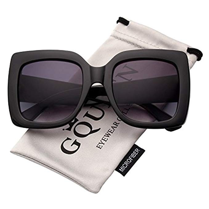 GQUEEN Women Oversized Square Frame Sunglasses Multiple Tinted Glitter Designer Inspired Stylish Sha | Amazon (US)