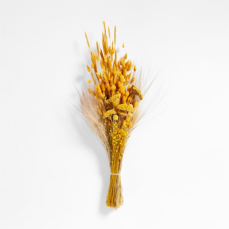 Golden Bunny Tail and Yarrow Dried Bouquet 30" | Crate & Barrel | Crate & Barrel