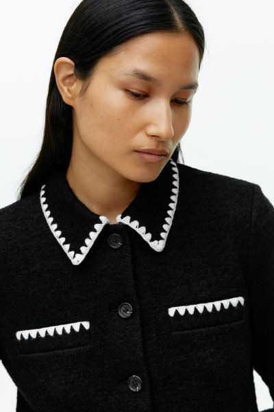 Jacke mit Kontrastnähten - Schwarz - Ladies | H&M AT | H&M (DE, AT, CH, NL, FI)