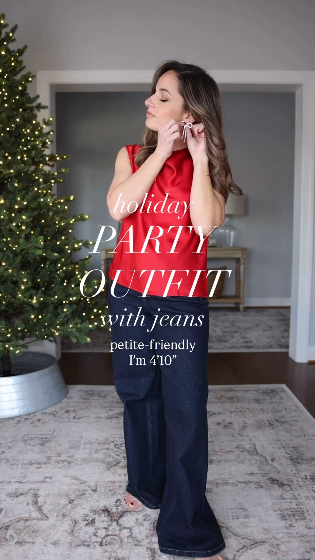 Build a holiday party outfit with jeans with me! 

15% off your first order at Spanx with my code PUMPSXSPANX 

Jeans (Spanx): petite xs - 11” rise, 30” inseam. The jeans run large on first try but I find they shrink in the wash which improved the overall fit and length for me. I’m wearing a 3” heel with them in this outfit. 
Top (Spanx): xs - tts, a little dropped at the arm openings 
Blazer (Ann Taylor): petite 00 - tts 
Shoes (Sam Edelman): tts 

My measurements for reference: I’m 4’10” and 105lbs. My bust, waist, and hip measurement is 32”, 24”, and 36”.

#LTKPetite #LTKSeasonal #LTKHoliday