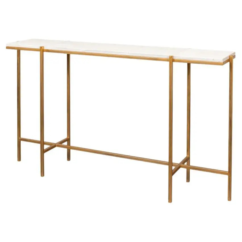 Art Deco Style Leather Top Console | 1stDibs