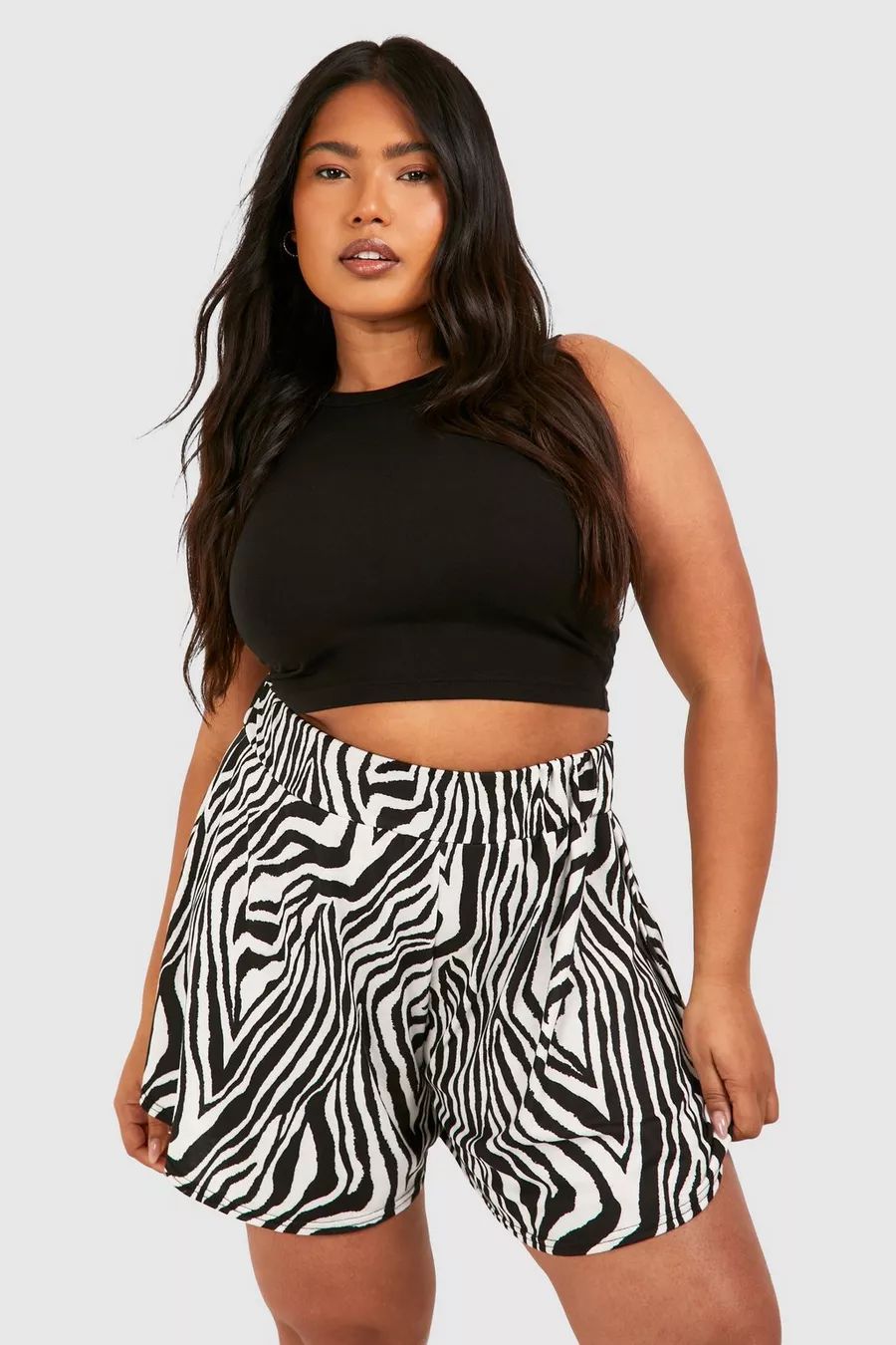 Plus Zebra Print Flippy Short | boohoo (US & Canada)