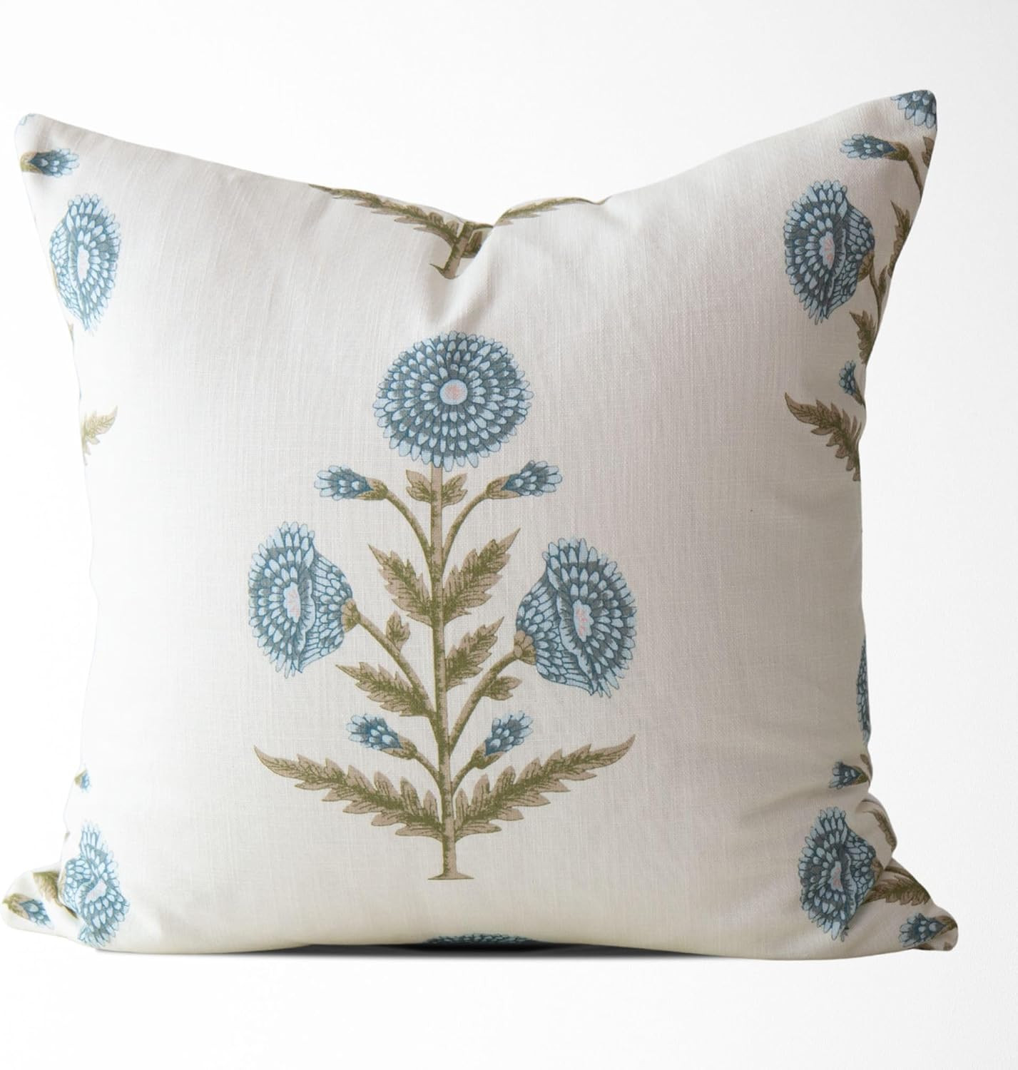 Tajik Home Flora Vintage Zinnia Block Print Pillow Cover 20x20 – 100% Cotton Decorative Throw P... | Amazon (US)