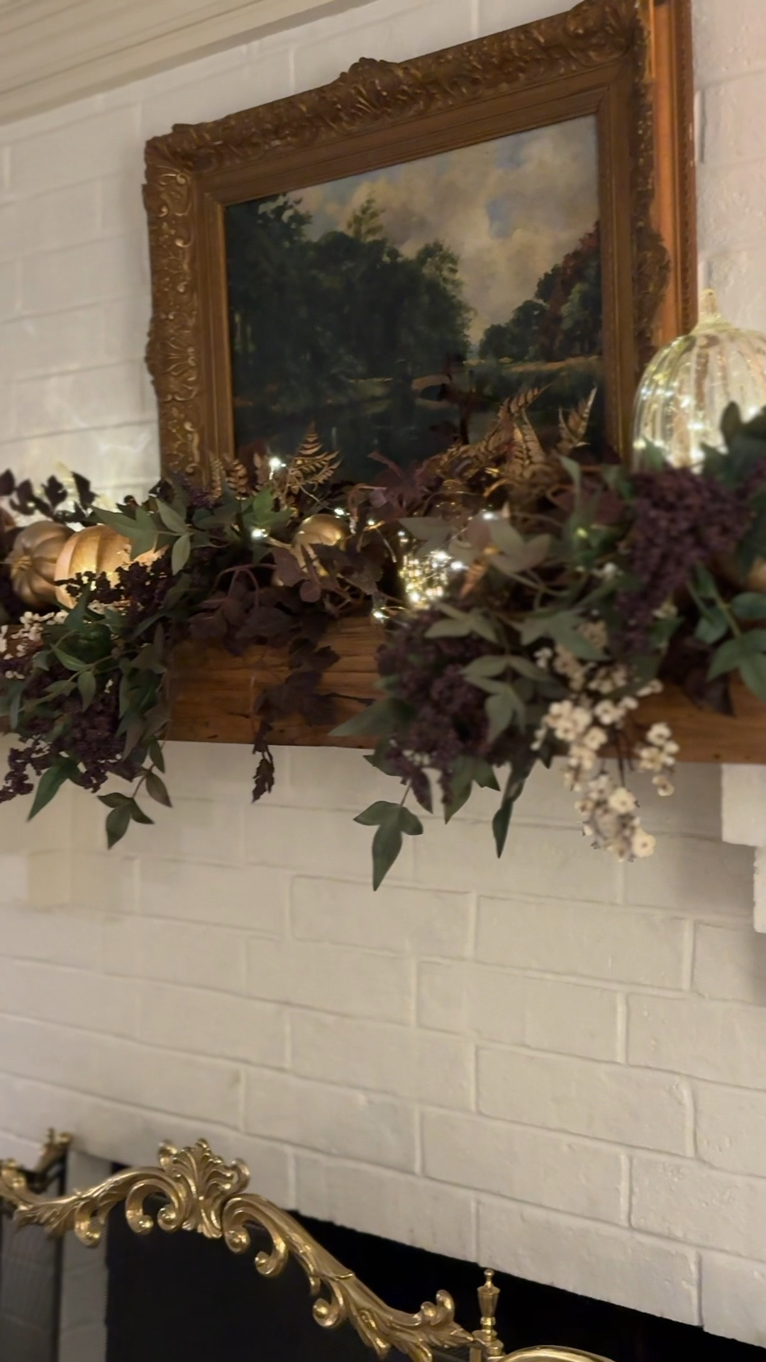 Sharing my fall mantle. The gold small gold pumpkins are from Hobby Lobby. They’re were white with a brown stem and I spray painted them gold. The gold leafy stems are also from Hobby Lobby. Linking everything else so you can recreate this look.

#LTKHome #LTKSeasonal #LTKSaleAlert