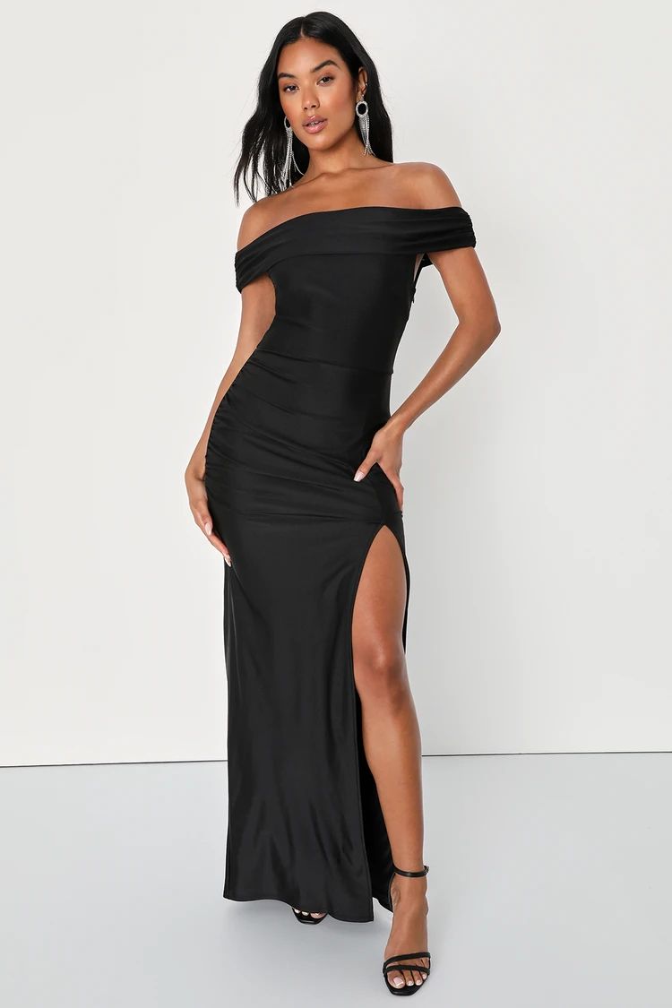Absolute Glamour Black Off-the-Shoulder Maxi Dress | Lulus (US)