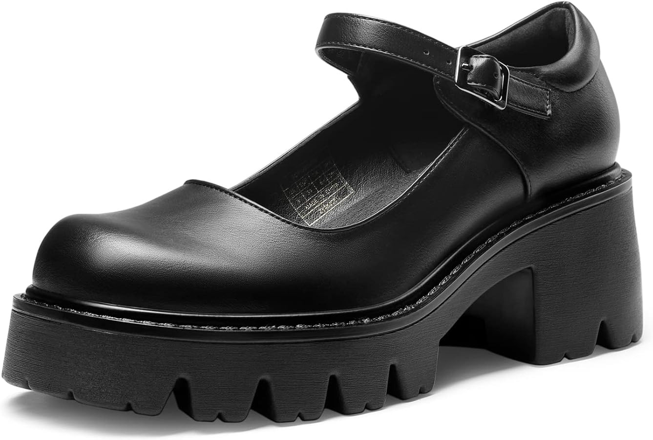 DREAM PAIRS Women's Mary Janes Shoes Platform Dress Low Heel Chunky Pumps Round Toe Ankle Strap P... | Amazon (US)
