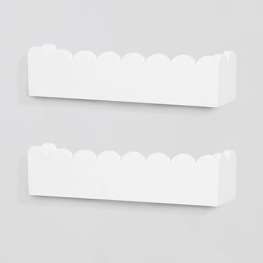 PHOENANCEE Scalloped Shelves,Nursery Bookshelf,Kids Floating Book Shelves Wood,Baby Toys Storage ... | Amazon (US)