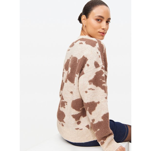 Brown Cow Printed Crew Jumper S | Tu Clothing