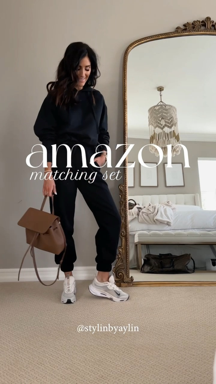 I’m just shy of 5’7 wearing the size small tee and extra small sweatpants and sweatshirt. 
Amazon style, athleisure, matching set #StylinbyAylin 

#LTKstyletip #LTKSeasonal #LTKunder100