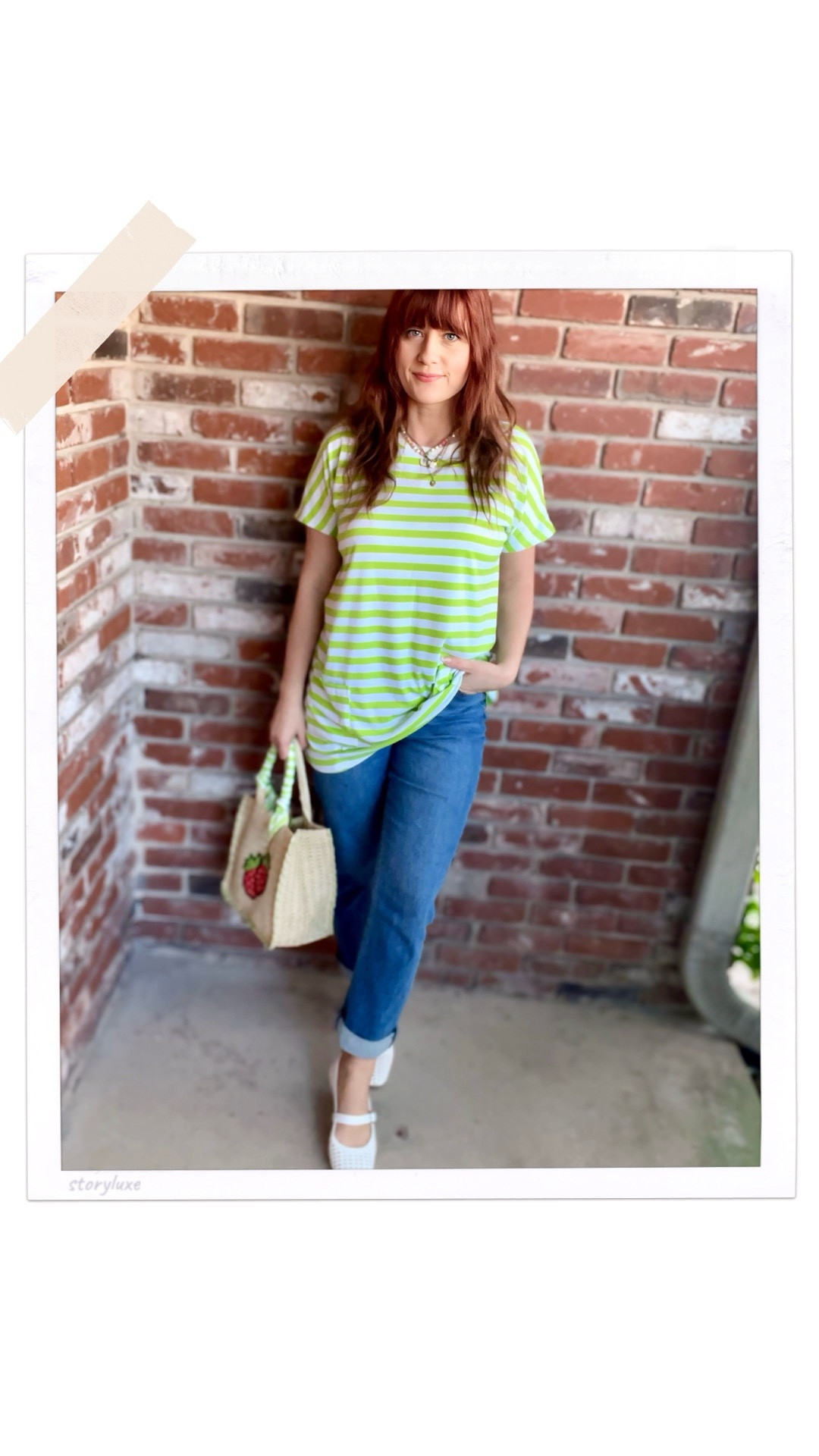 I‘m wearing a green striped oversized tshirt from Amazon.
My handbag is perfect for summer. A strawbag from Walmart. My white flats are from Walmart too.
My jeans are are from Amazonn

#LTKgrwm #LTKootd