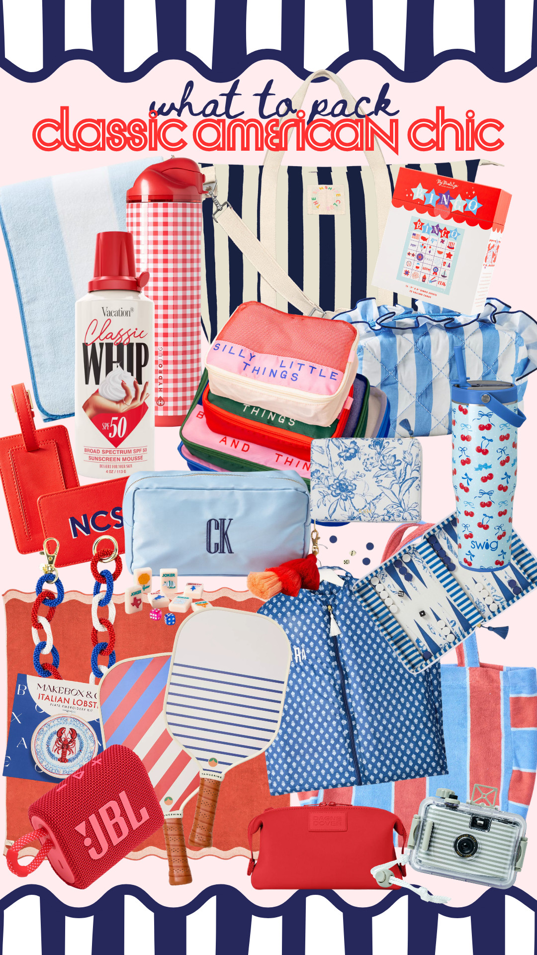 What to pack for the cutest all-American summer 🇺🇸✨
From pool + beach essentials to travel pouches, games, towels, and patriotic little extras… these are the fun finds I’m tossing in every tote this season ❤️💙 Classic stripes, cherry prints, gingham, and all the red, white + blue goodness for Memorial Day, the Fourth, and every sunny getaway in between ☀️🧳 

 #LTKSeasonal #LTKSwim #LTKTravel