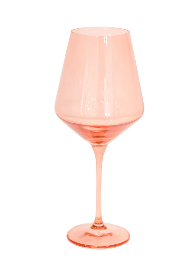 Wine Stemware, Set of 6 Coral Peach Pink | Over The Moon