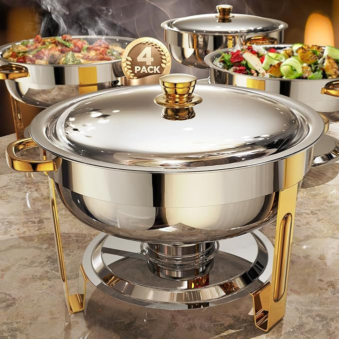 Chafing Dishes for Buffet 4 Pack, 6QT [Worry-Free Assemble] Food Warmers for Parties Buffet [Eleg... | Amazon (US)