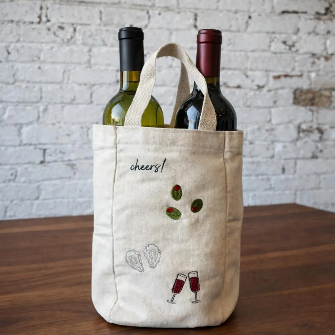 Embroidered Wine Tote Bag, Bachelorette Party Favor, Gift for Host, Cocktail Lover Gift | Etsy (US)