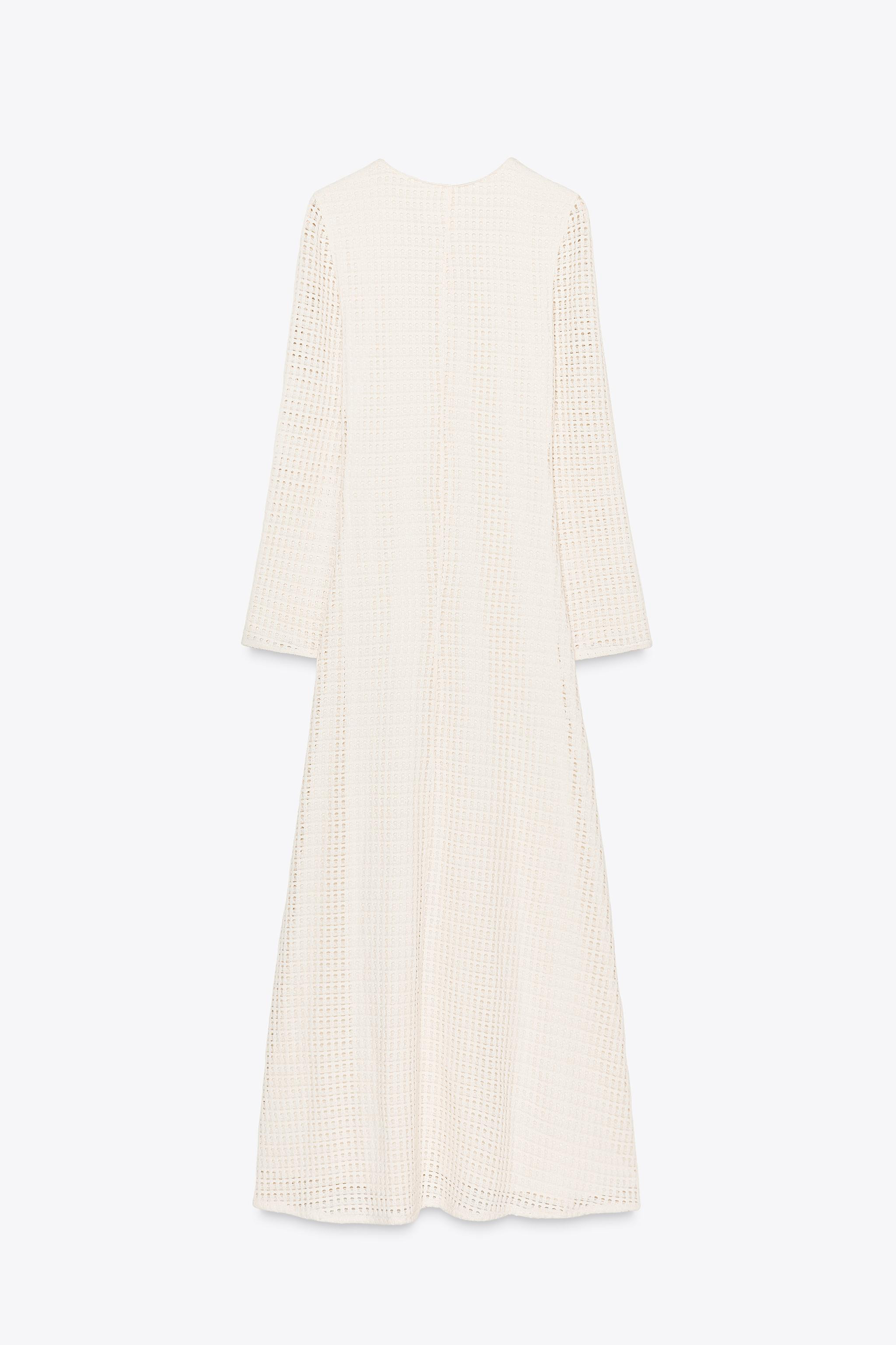 V-neck dress with gold appliqué and long sleeves. Lined. | Zara UK