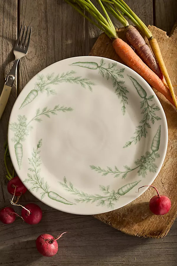 Bunny Toile Carrot Stoneware Dinner Plate | Anthropologie (US)