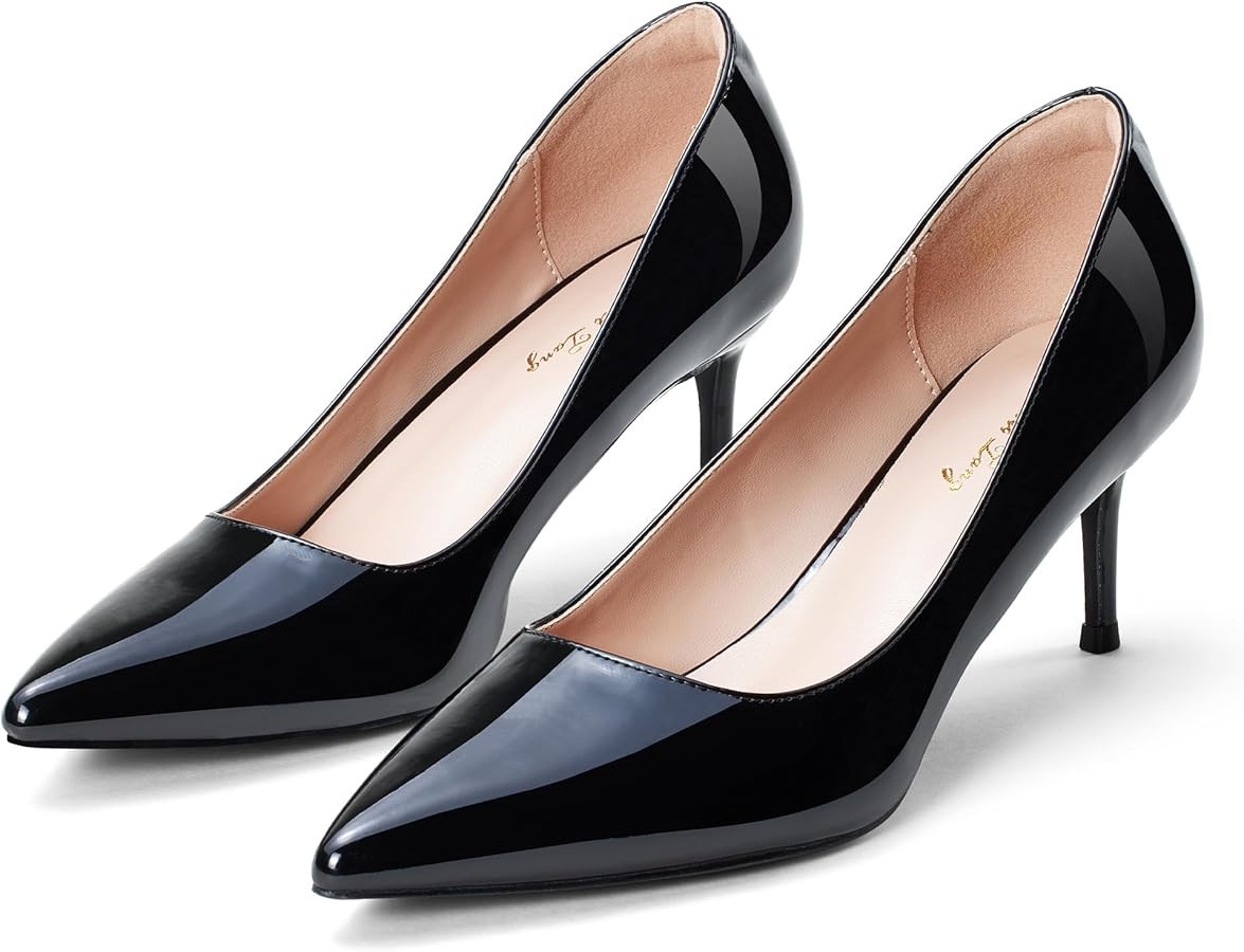 Elisabet Tang Kitten Heel Low Pumps 2.4 Inch Closed Pointed Toe Short Sexy Comfort Women Dressy S... | Amazon (US)
