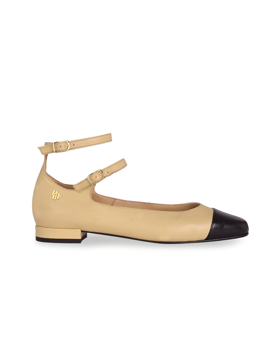 Daphne Cream & Black Mary Jane Flats by PARIS/64 | PARIS/64