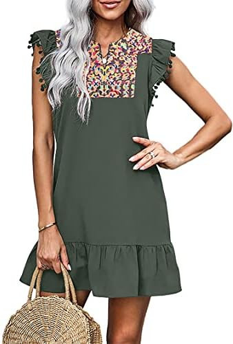 KIRUNDO Boho Summer Mini Embroidered Dresses for Women | Floral Embroidery, Casual V Neck, Spring... | Amazon (US)