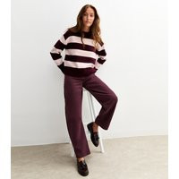 Women's Burgundy Long Barrel Leg Jeans New Look | New Look (UK)