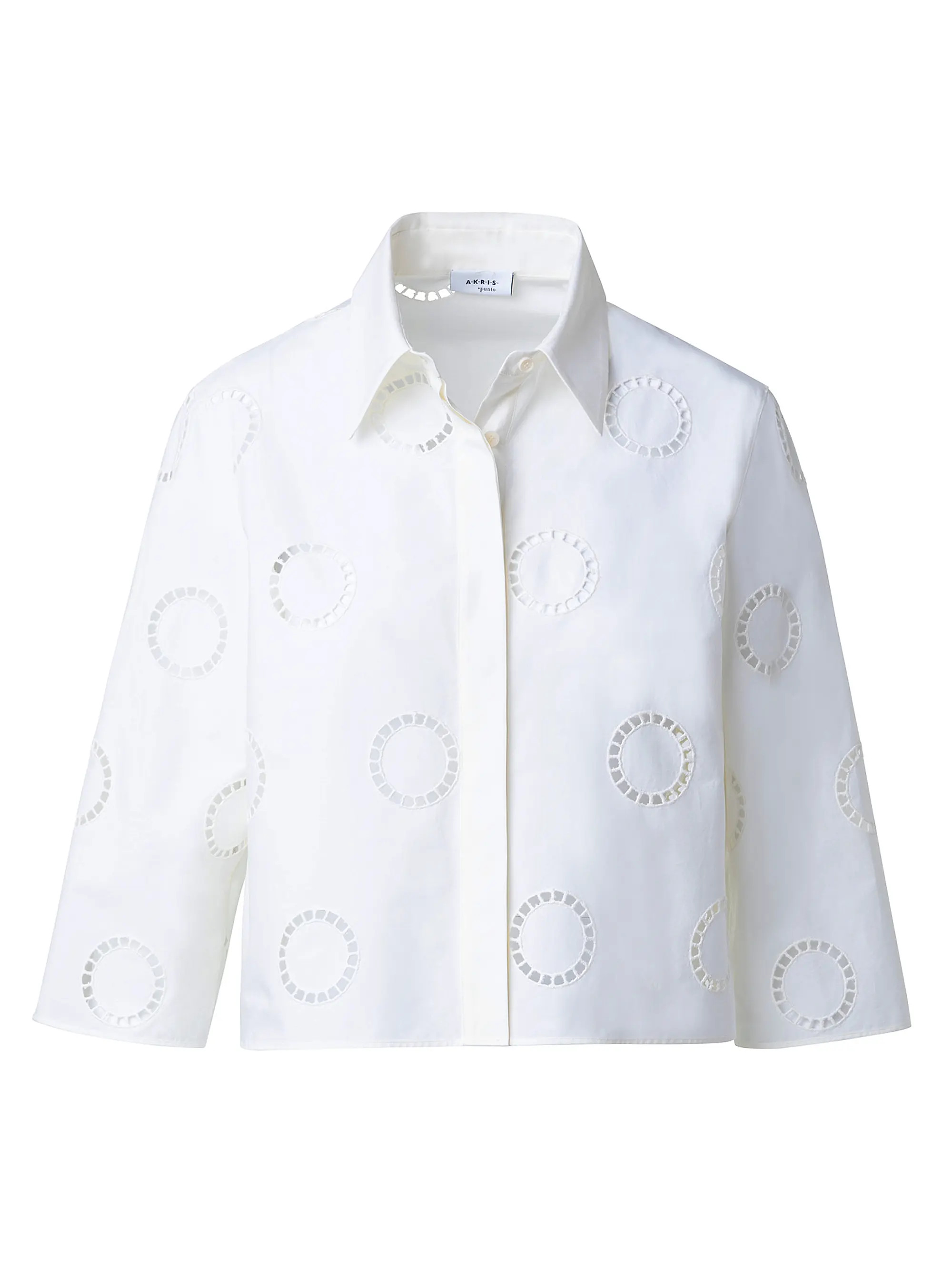 Embroidered Cotton Poplin Button-Front Crop Blouse | Saks Fifth Avenue