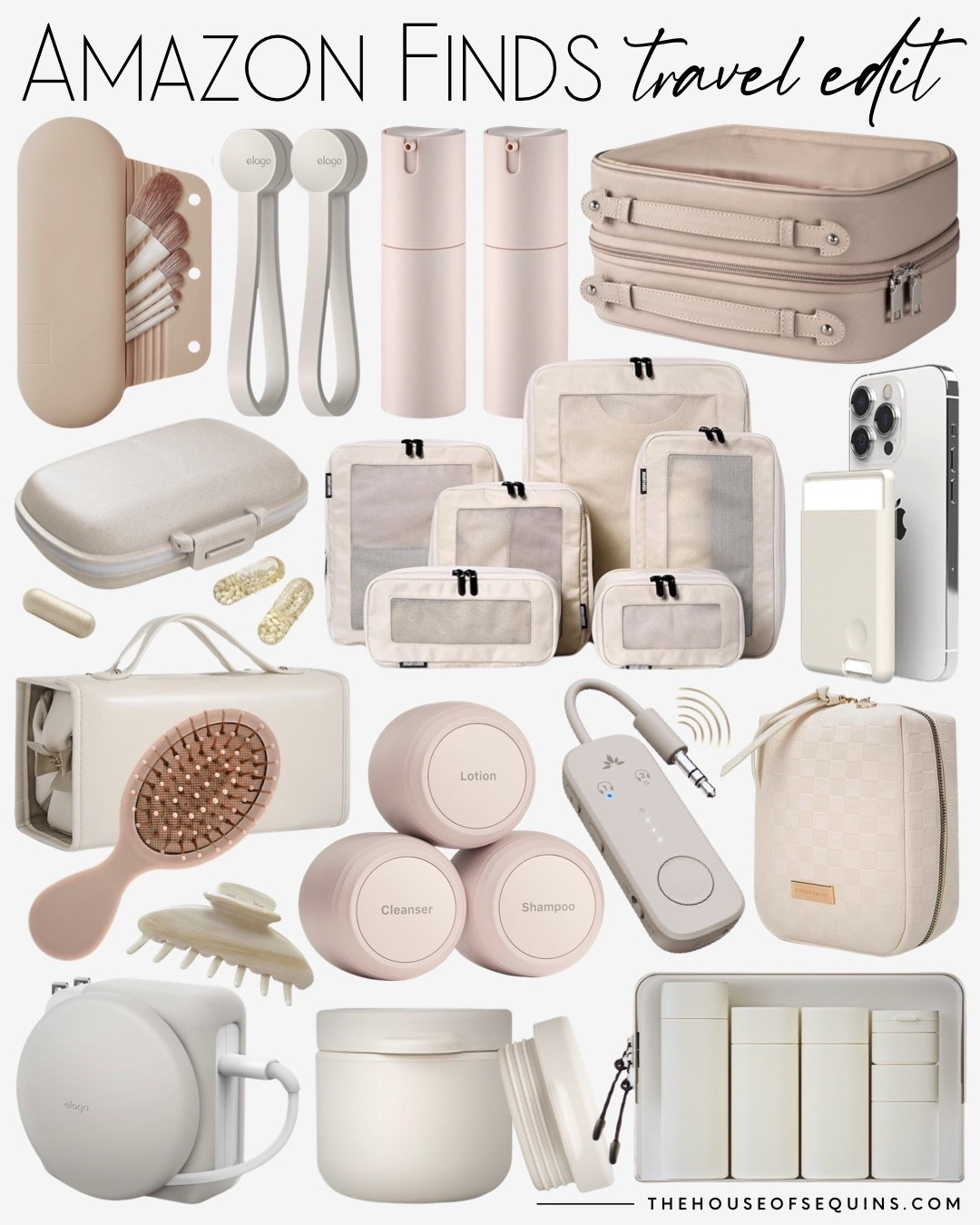 Shop Amazon travel essentials! Packing cubes, toiletry containers, makeup case, toiletry case, travel organizers