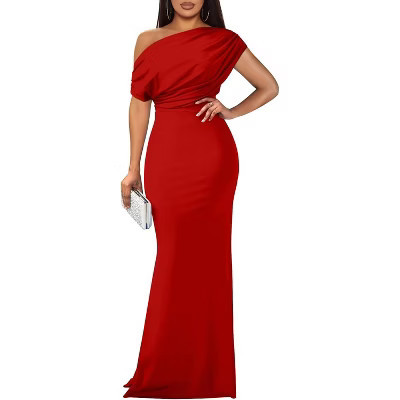 LEVEN SIXTEEN Elegant Off-Shoulder Bodycon Evening Dress for Women | Sleeveless Formal Long Gown for Parties Red Red X-Large | Target