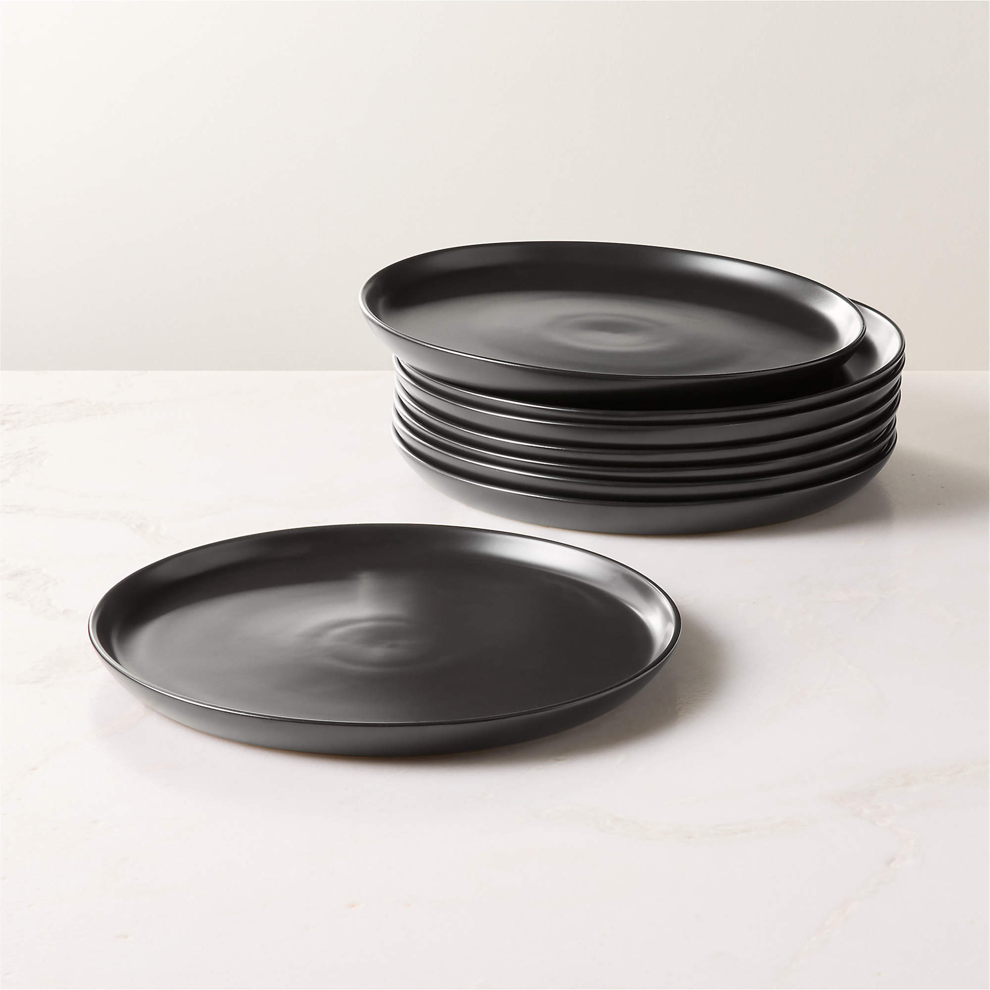 Mori Matte Black Dinner Plates Set of 8 + Reviews | CB2 | CB2