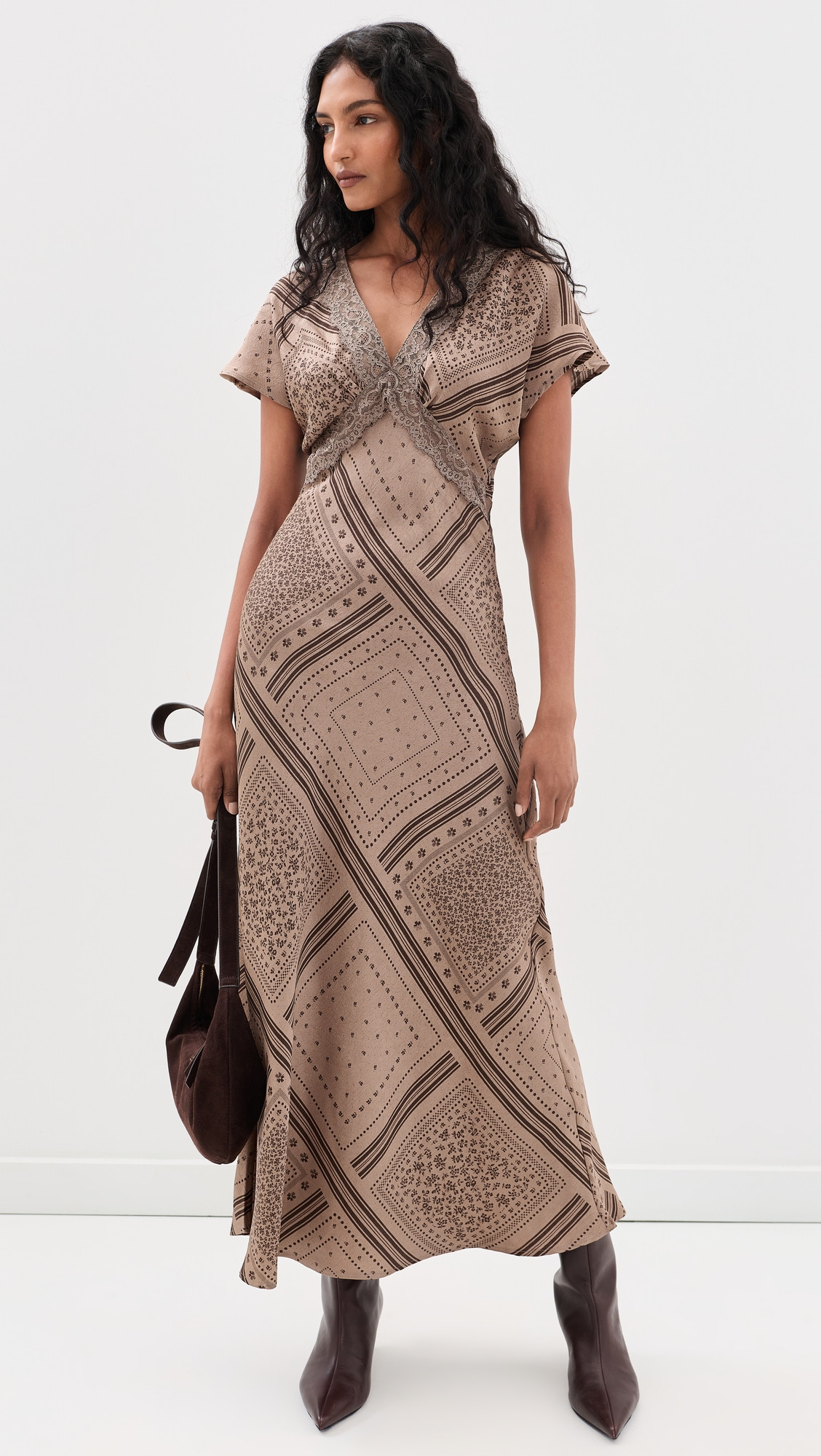 Splendid Brynley Dress Taupe Grey Bandana M | Shopbop
