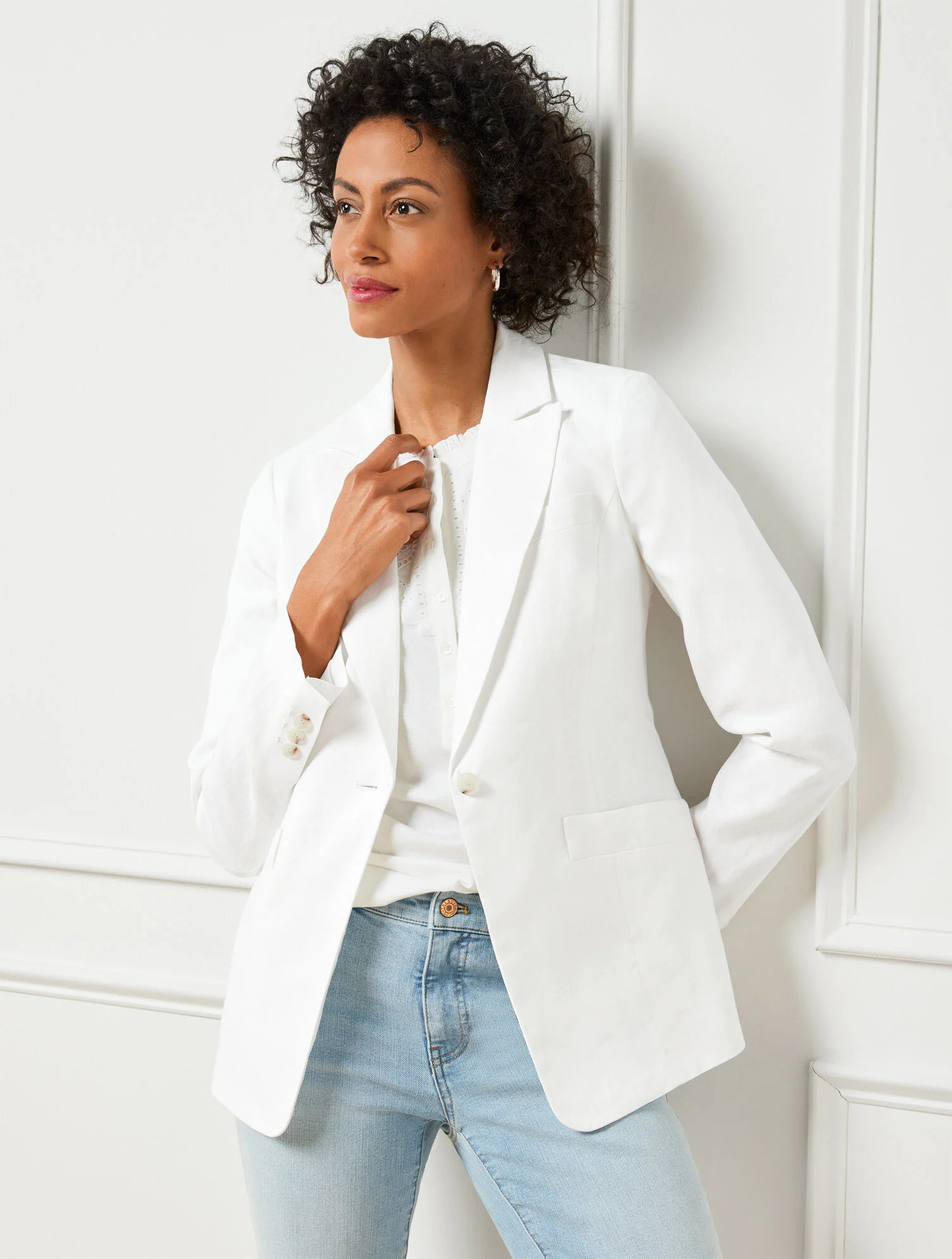 Linen Blazer - White | Talbots