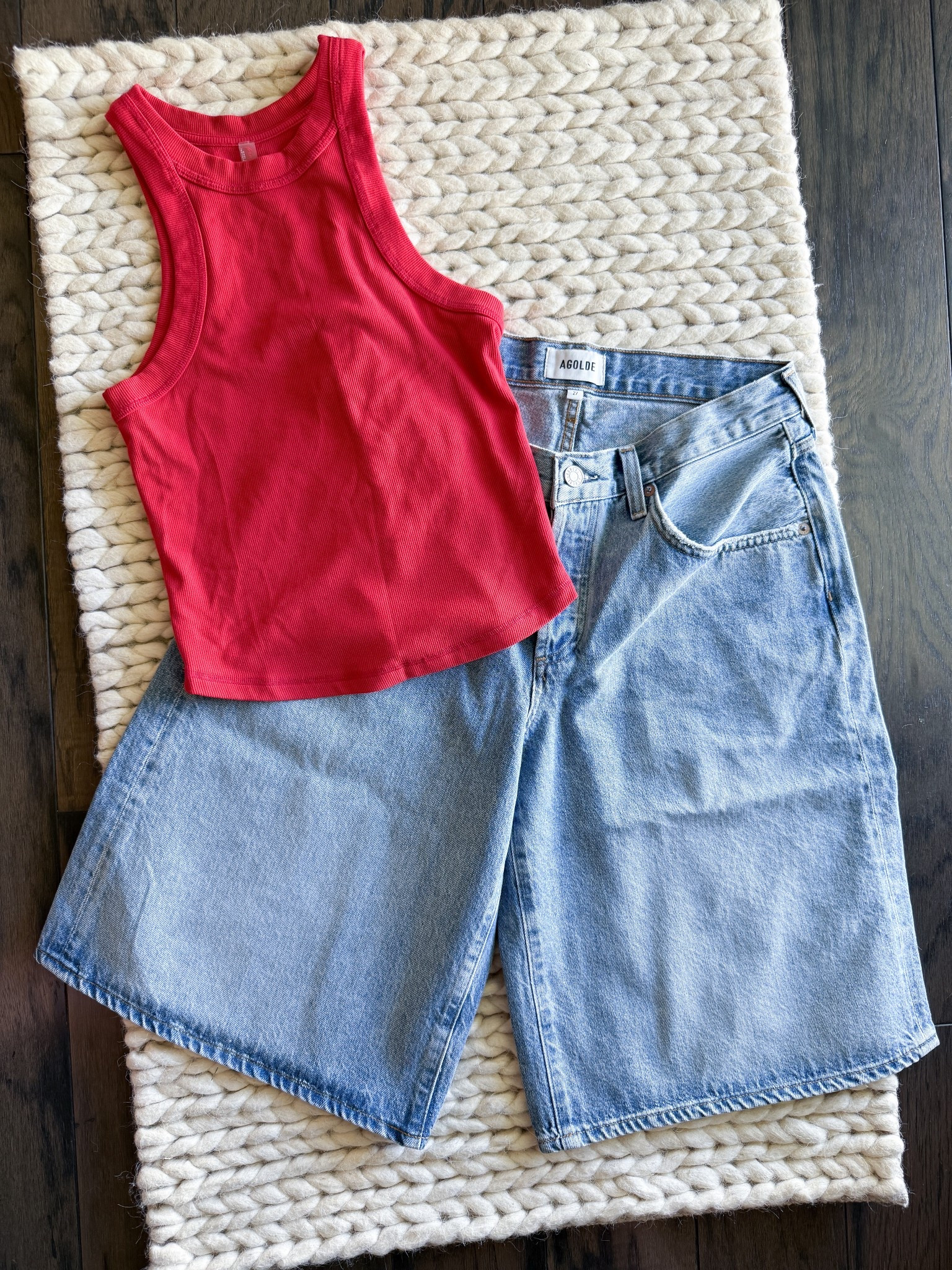 I’ve been living in this combo lately! Structured jorts that feel polished without being stiff, &  a tank that nails that easy, unfussy fit. The AGOLDE denim (size 27) gives a tailored shape while still feeling relaxed. And the Free People tank (small) is thick enough to wear solo, cropped just right, and comes in so many good colors. It’s the kind of outfit that works for summer travel, errands, or just feeling pulled together without the effort.

agolde denim shorts
free people tank top
casual summer outfit
red summer tank
summer basics 2025
everyday outfit inspo
ltk outfit ideas
denim jorts outfit
comfortable summer clothes
neutral capsule wardrobe
summer travel outfit
stylish casual outfit
trending summer fashion
free people style
what to wear in summer
easy outfit idea
summer weekend outfit
bbq outfit idea

#LTKU #LTKSummerEdit #LTKStyleTip